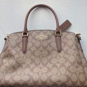 Coach Women's Handbag Logo Coach Brown Beige Crossbody Handbag